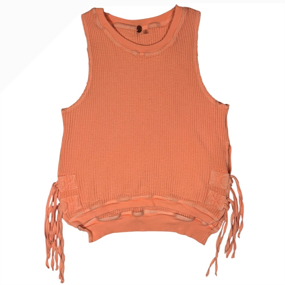 Free People We The Free Women's Thermal Fringe Tank Top Orange Size S/P